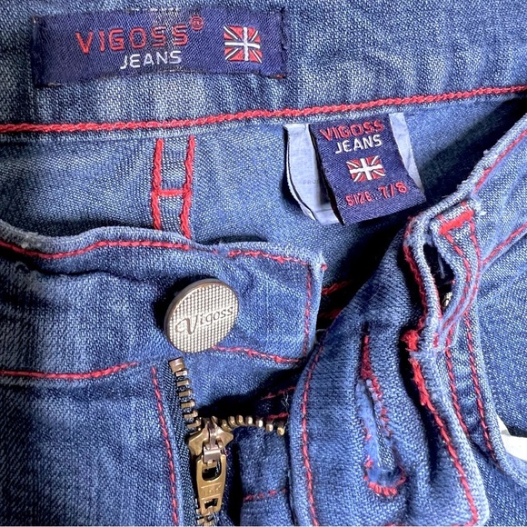 UK Vigoss British Y2K Raw Hem Rare Medium Wash Denim Jeans Women’s 7 / 8 - Picture 9 of 13